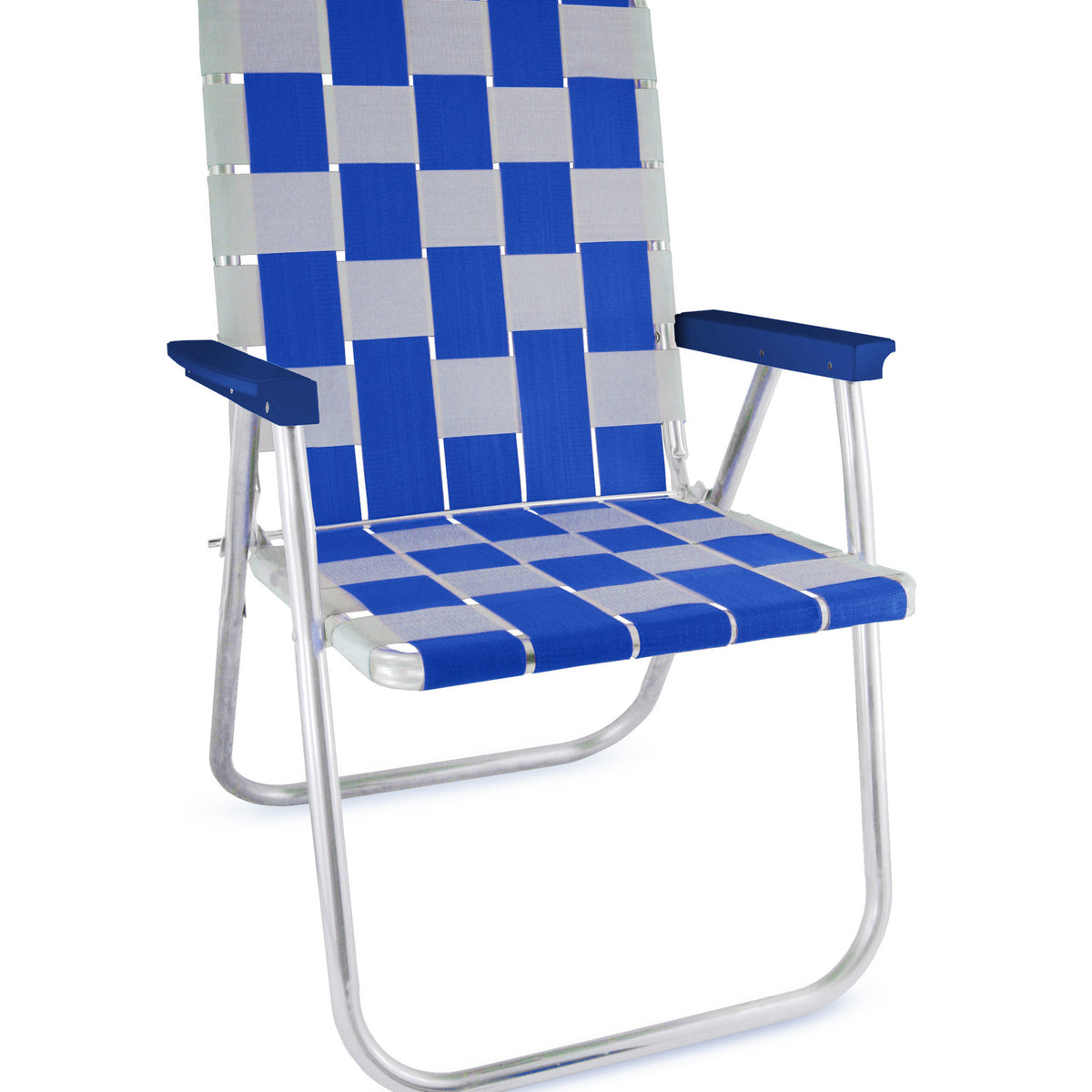 Blue & White Folding Aluminum Webbing Classic - Lawn Chair USA